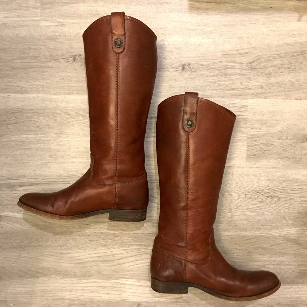 Frye Melissa Button Cognac Leather Knee High Boot - Picture 9 of 16